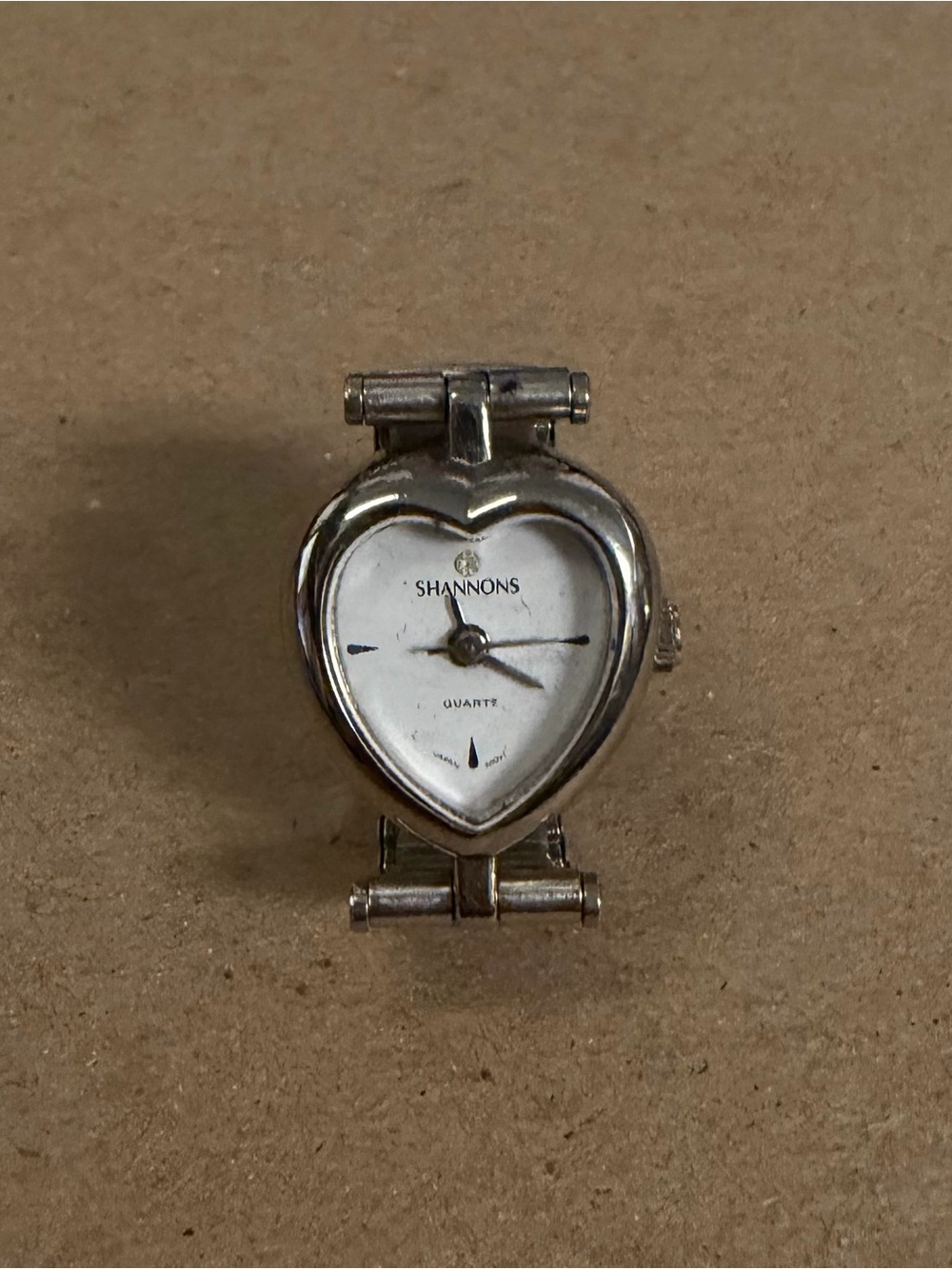 Heart-Shaped Silver Tone Ring Watch - Silver